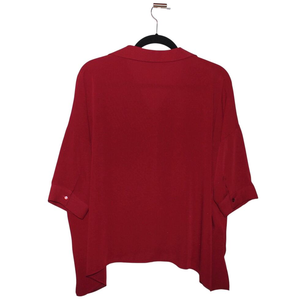 Helly Deep Red Button Down Blouse Size Large - image 3